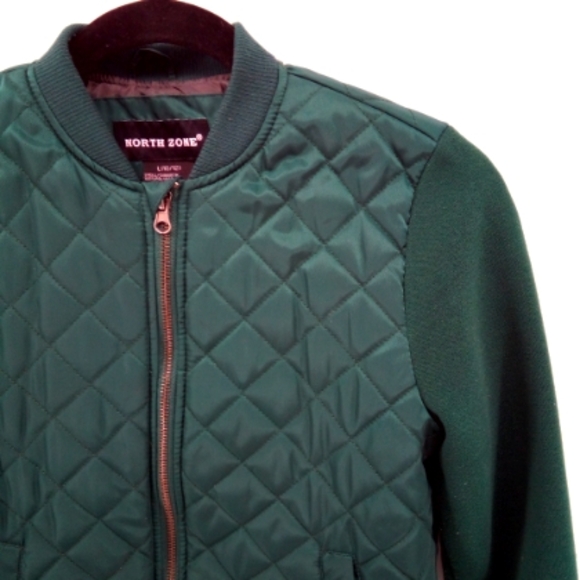 North Zone Vegan Youth Kids Green Quilted Jacket L 10/12 2019 Collection Pockets - Picture 9 of 9